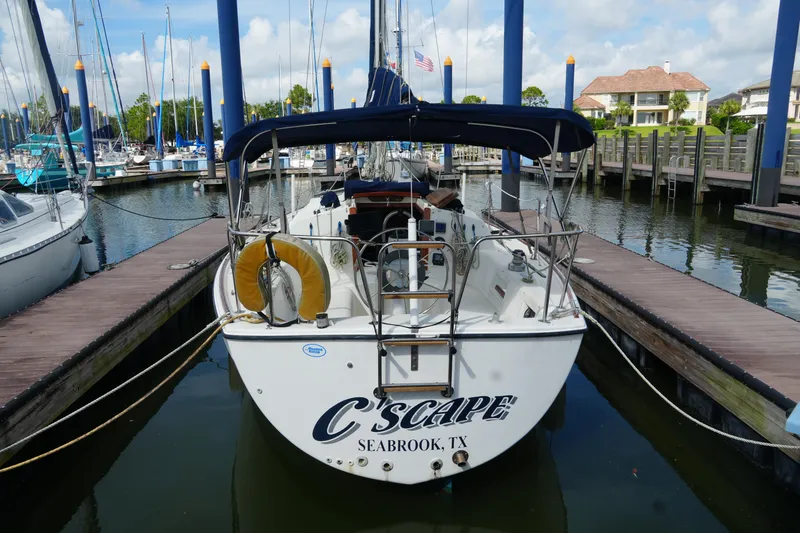 Slide: The Image of 1985 Pearson 303 sailboat docked in marina, Seabrook, Texas. - 3