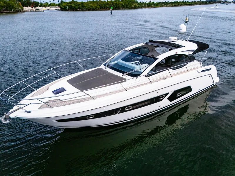 The Image of 2019 Azimut Atlantis 43 yacht cruising on calm waters. - 0