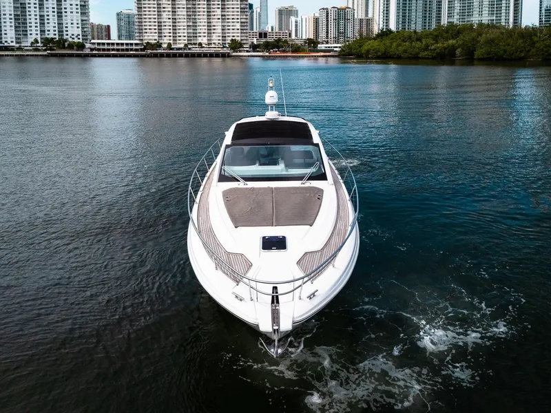 Slide: The Image of 2019 Azimut Atlantis 43 yacht cruising in urban waterfront setting. - 18