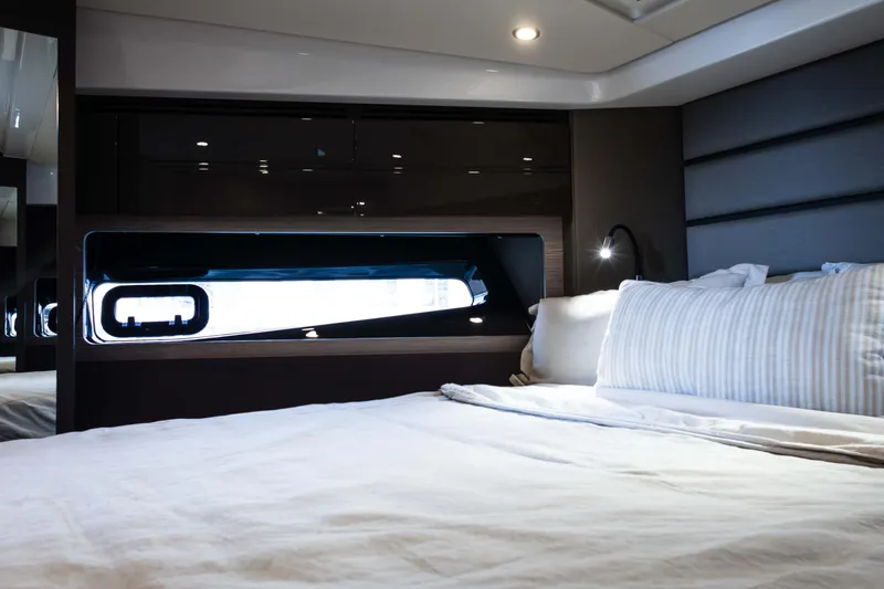 Slide: The Image of Luxurious bedroom interior of 2019 Azimut Atlantis 43 yacht with modern design. - 28