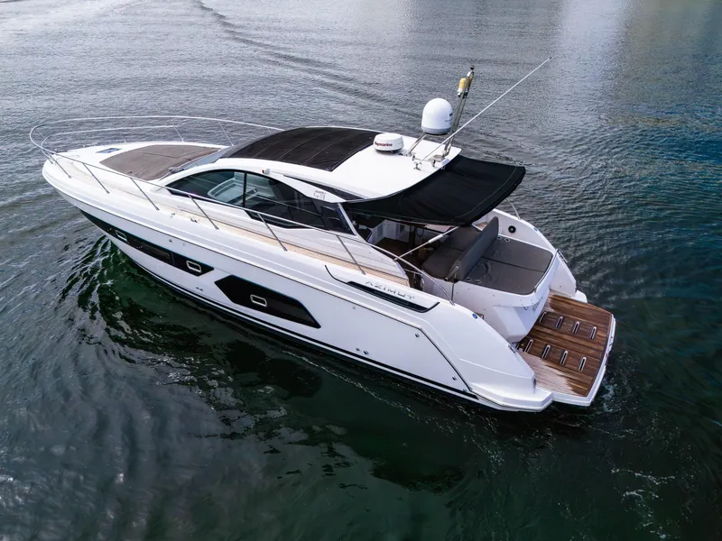 Slide: The Image of 2019 Azimut Atlantis 43 yacht cruising on calm waters. - 4