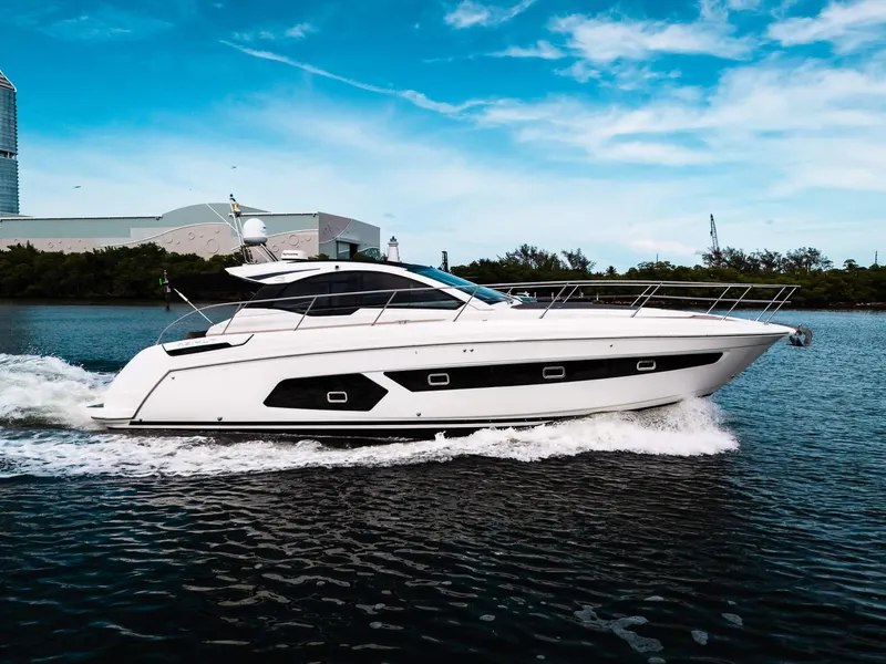 Slide: The Image of 2019 Azimut Atlantis 43 yacht cruising on a sunny day. - 42