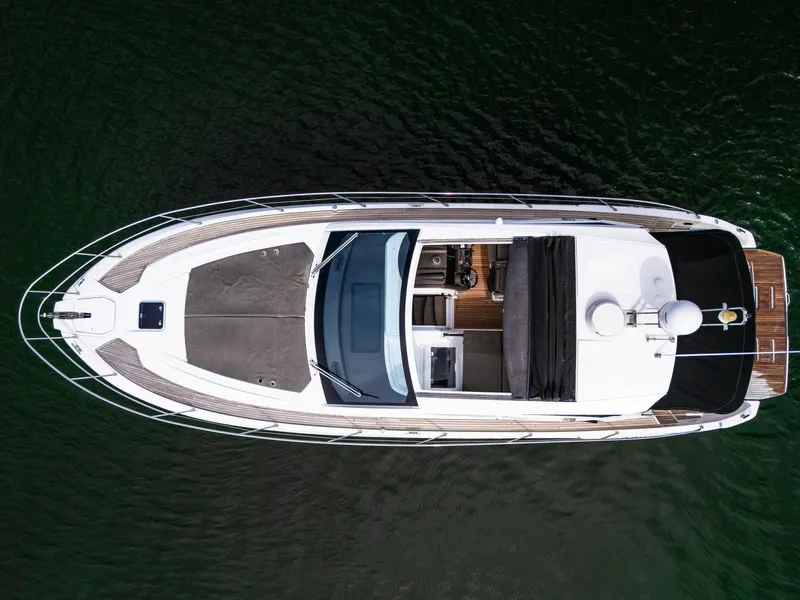 Slide: The Image of Overhead view of 2019 Azimut Atlantis 43 yacht on water. - 5