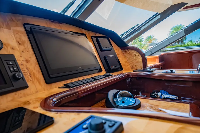 Slide: The Image of Luxurious Neptunus 62 Flybridge 2012 yacht helm with advanced navigation systems. - 33