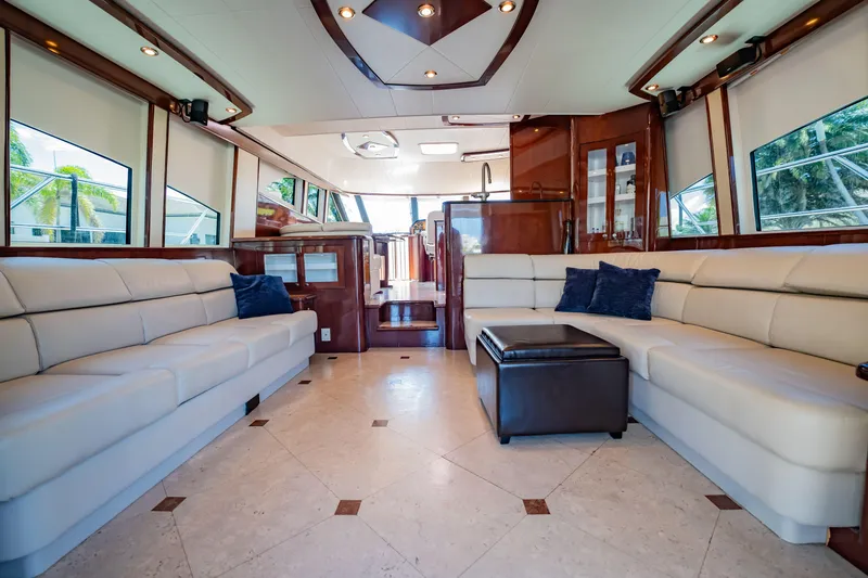 Slide: The Image of Luxurious interior of 2012 Neptunus 62 Flybridge yacht with elegant seating and modern design. - 49