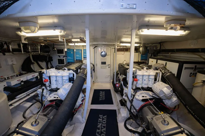 Slide: The Image of Engine room of 2012 Neptunus 62 Flybridge yacht with Volvo Penta engines. - 78