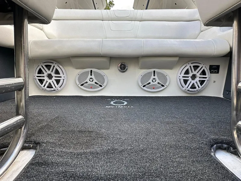 Slide: The Image of Interior of a 1994 Fountain 35 Lightning boat with custom audio speakers. - 19