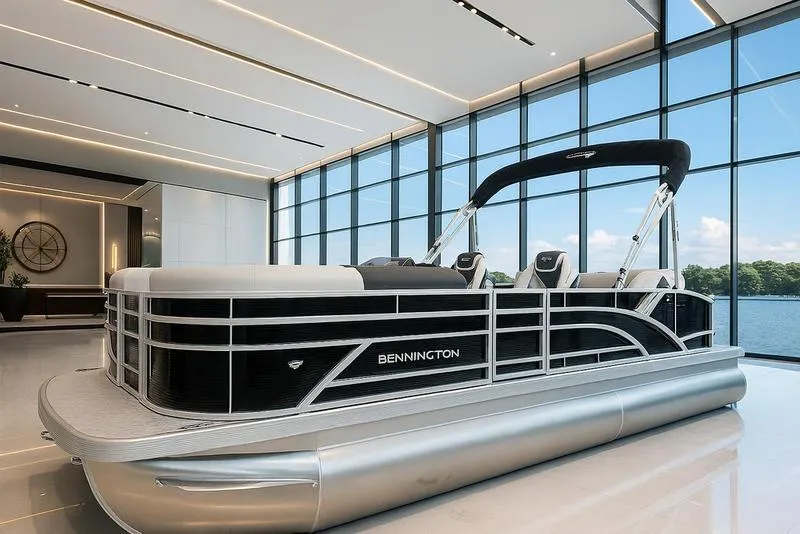 Slide: The Image of 2026 Bennington S Swingback 22 SSB boat interior with sleek seating and cup holders. - 7