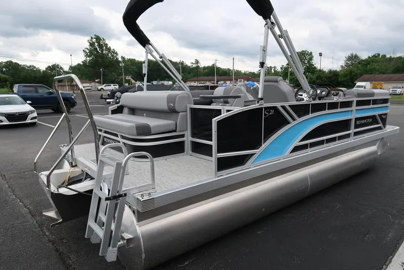 Slide: The Image of 2025 Bennington S L-Bench 21 SLJ pontoon boat with sleek design and modern features. - 10