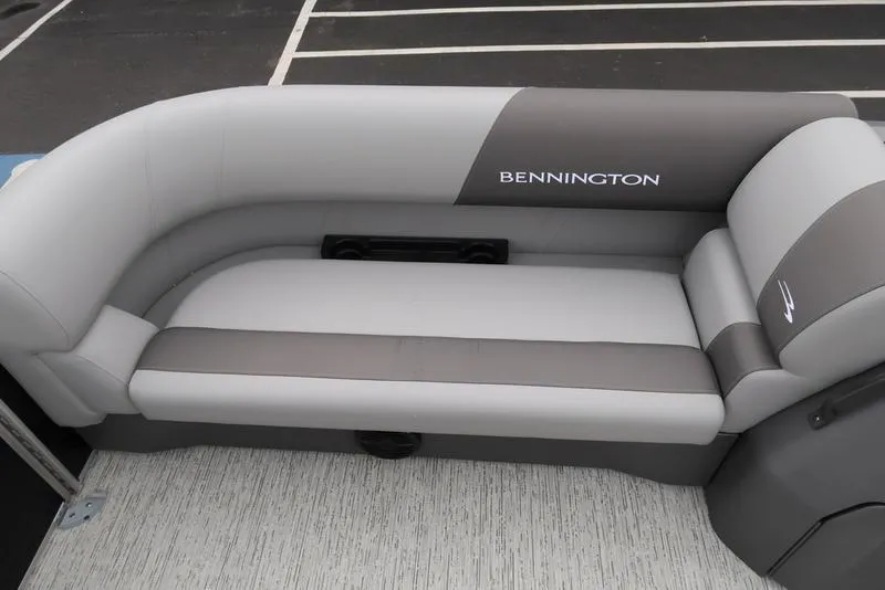 Slide: The Image of 2025 Bennington S L-Bench 21 SLJ boat seating, gray upholstery, modern design. - 7