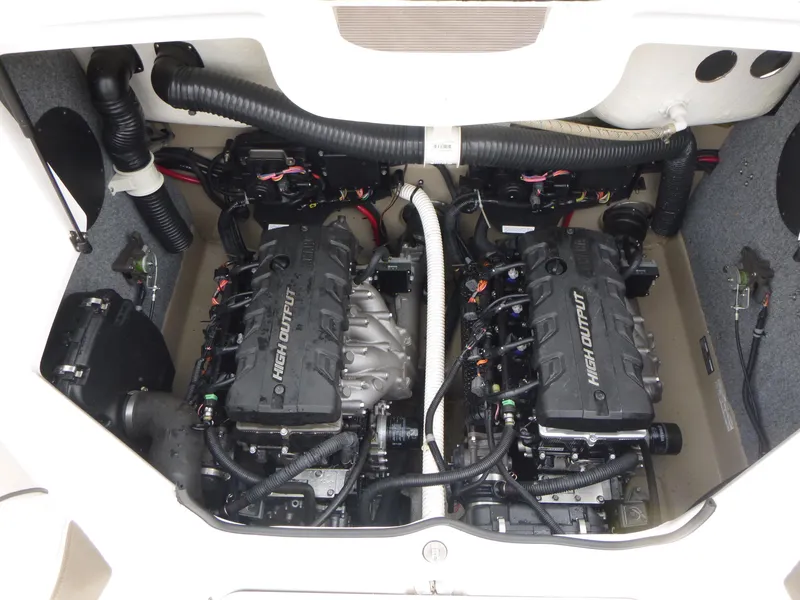 Slide: The Image of 2013 Yamaha SX240 HO engine compartment with dual high output engines. - 13