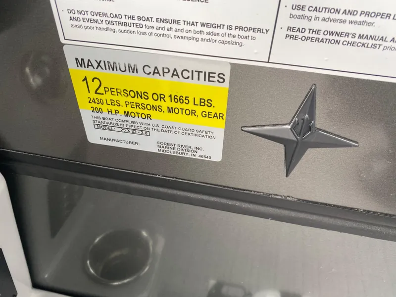 Slide: The Image of 2025 Berkshire 22 CL2 capacity label, 12 persons or 1665 lbs, 200 HP motor. - 16