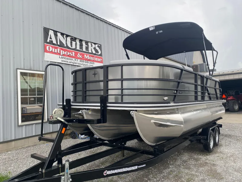 Slide: The Image of 2025 Berkshire 22 CL2 pontoon boat at Anglers Outpost & Marine dealership. - 3