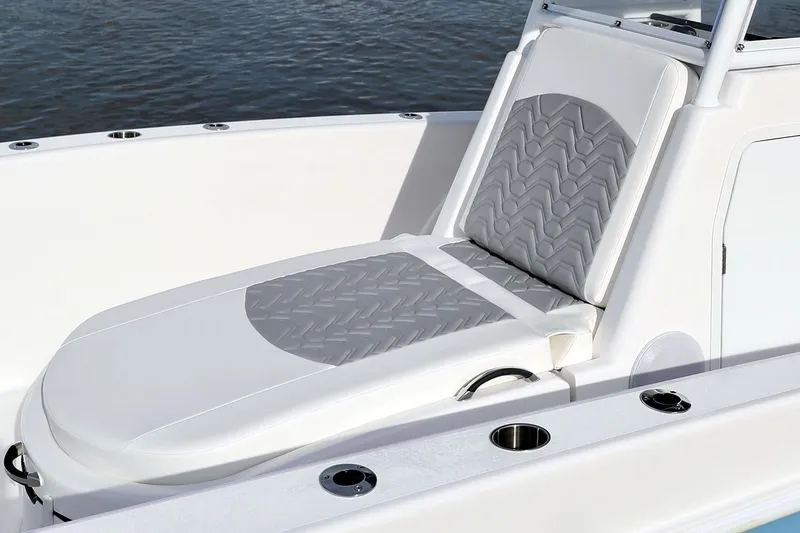Slide: The Image of Manufacturer Provided Image: 2021 Twin Vee 280 CC GF boat interior with white and blue accents. - 7