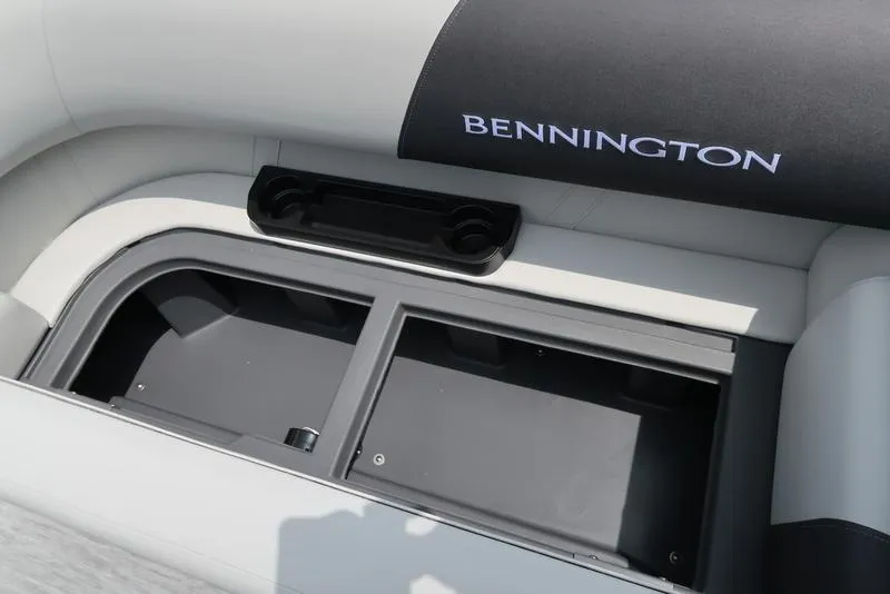 Slide: The Image of 2026 Bennington S Quad Bench 22 SSR boat seat with storage compartment. - 16