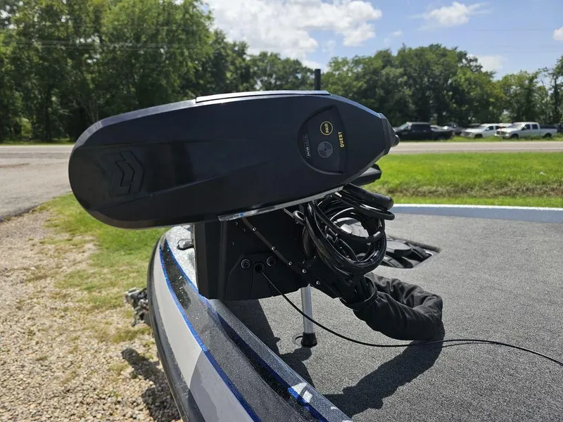 Slide: The Image of 2025 Skeeter FXR21 PRO boat with advanced trolling motor on deck. - 1