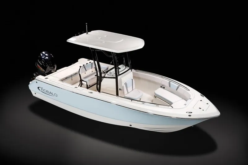 Slide: The Image of Manufacturer Provided Image: 2020 Robalo R230 Center Console boat with white and light blue exterior. - 20
