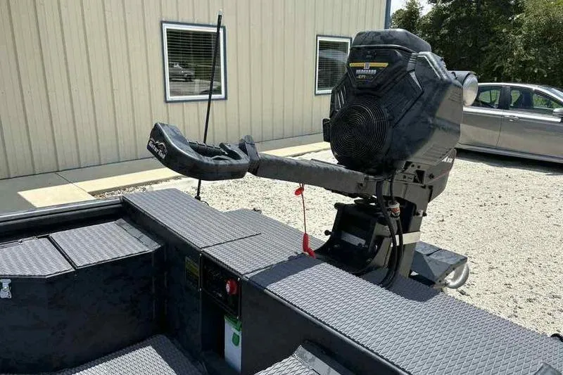 Slide: The Image of 2025 Gator Tail 1860 Extreme boat with powerful engine, parked outdoors. - 6