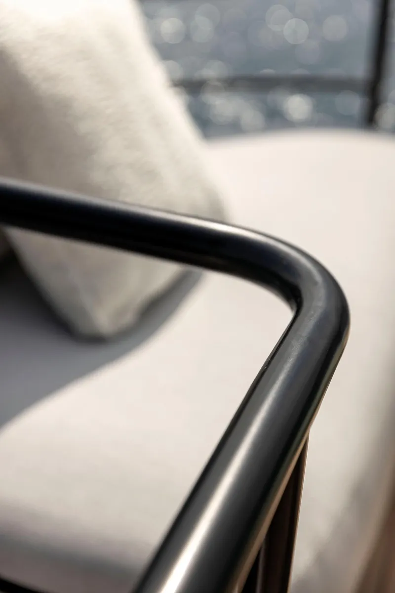 Slide: The Image of Close-up of Azimut Fly 72 yacht's sleek railing and cushion, 2025 model. - 41