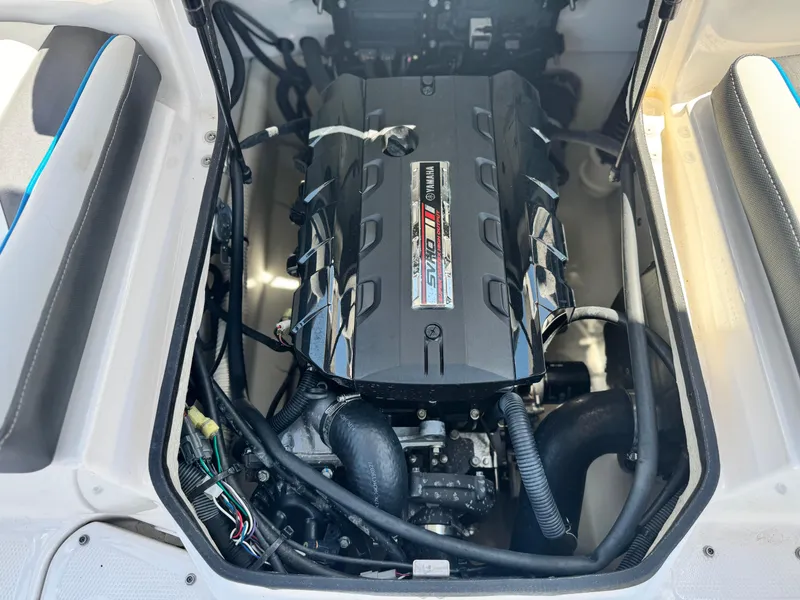 Slide: The Image of 2020 Yamaha AR195 engine compartment showcasing powerful motor and components. - 17