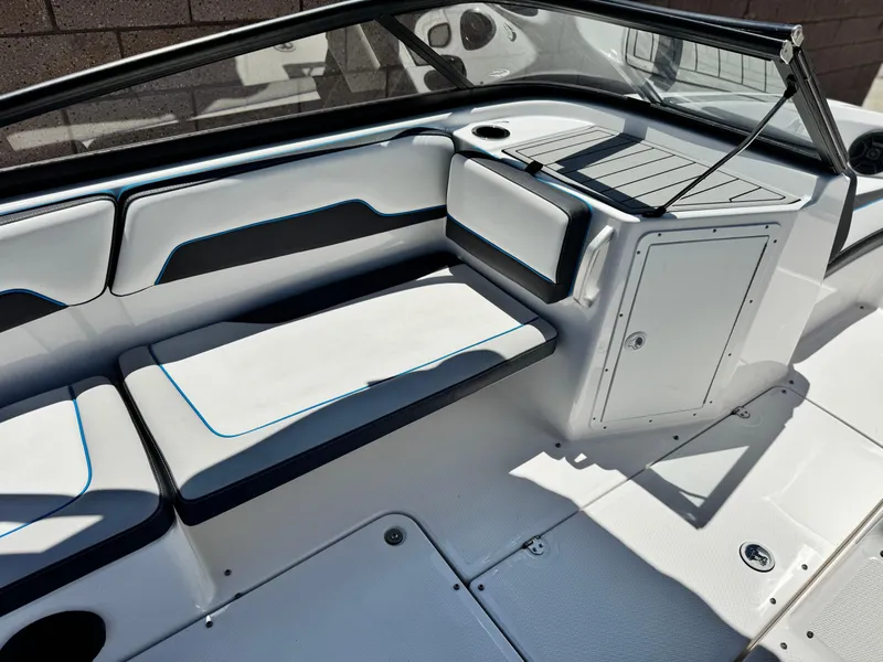 Slide: The Image of 2020 Yamaha AR195 boat interior with sleek seating and modern design. - 18