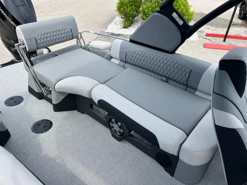 Slide: The Image of Luxurious seating on 2026 Avalon 2785 Excalibur LTD boat with twin Mercury 400hp engines. - 20