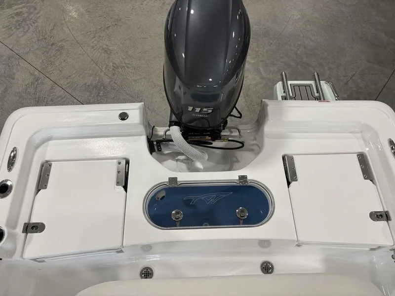 Slide: The Image of 2026 Tidewater 1910 BM boat with Yamaha 115 engine, featuring a sleek white deck. - 14