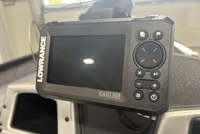 Slide: The Image of Lowrance Eagle 5 fish finder on 2026 Tracker Pro Team 175 Crappie Edition boat. - 13