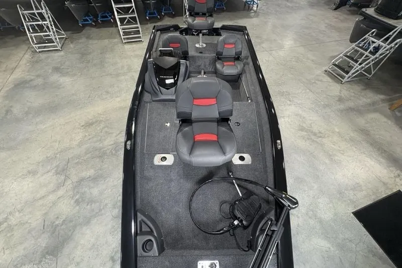 Slide: The Image of 2026 Tracker Pro Team 175 Crappie Edition boat interior with seating and equipment. - 25