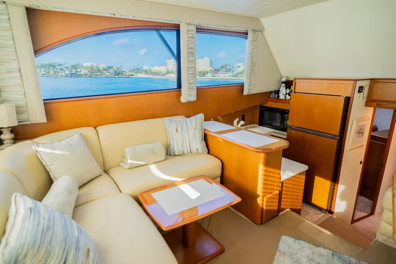 Slide: The Image of Luxurious interior of 2008 Post 42 yacht with comfortable seating and scenic ocean view. - 35