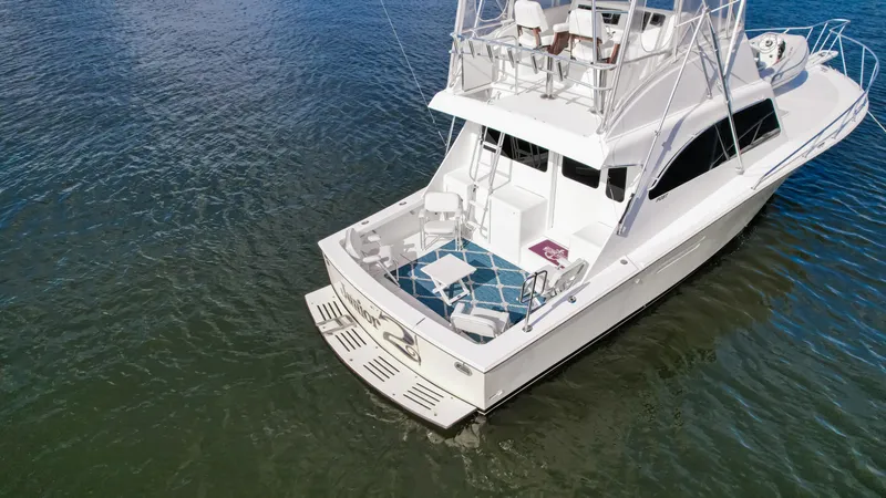 Slide: The Image of Aerial view of 2008 Post 42 yacht on calm water. - 4