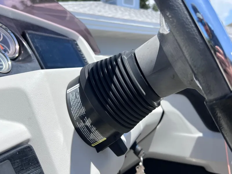 Slide: The Image of Steering wheel detail of 2022 Tahoe Pontoon LTZ 2485 EL boat. - 34