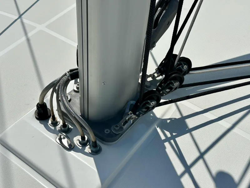 Slide: The Image of Close-up of rigging on 2024 Jeanneau Sun Odyssey 410 sailboat deck. - 36