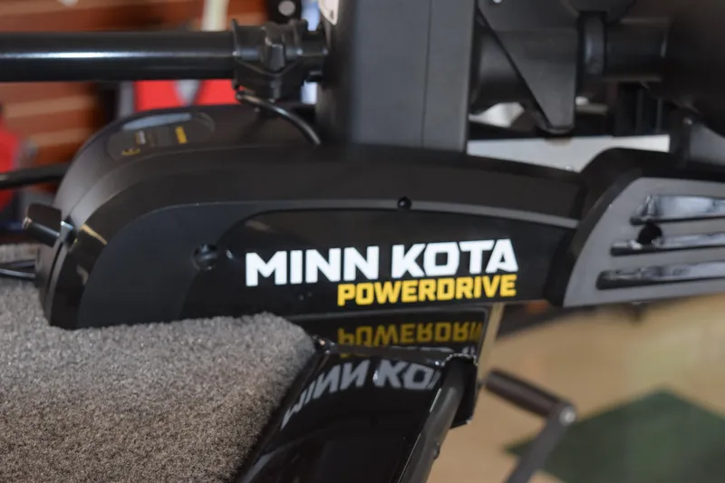 Slide: The Image of Minn Kota PowerDrive motor on 2025 Tracker Super Guide V16 T boat. - 13