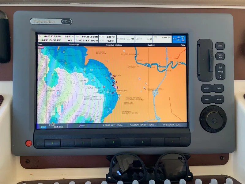 Slide: The Image of Navigation system display on a 2012 Silverton 33 Sport Coupe boat. - 32