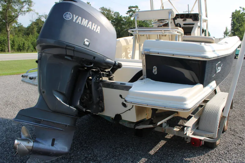Slide: The Image of 2007 Scout 222 Sportfish boat with Yamaha outboard motor on trailer. - 10
