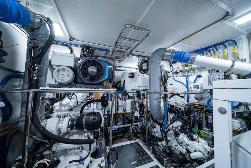 Slide: The Image of Engine room of 2027 Selene 64 yacht, showcasing advanced machinery and equipment. - 15