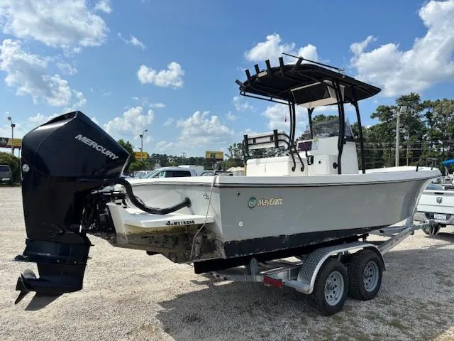 Slide: The Image of 2022 May-Craft 2300 CCX boat on trailer with Mercury outboard motor. - 5