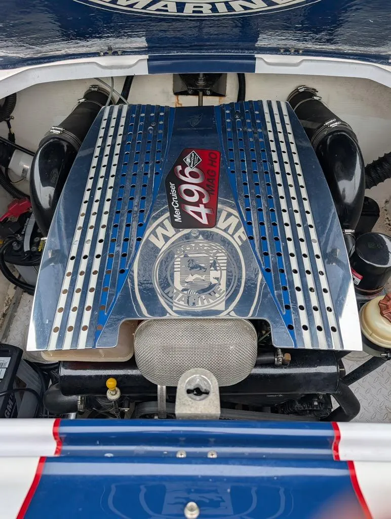 Slide: The Image of Engine of a 2005 Donzi boat featuring a MerCruiser 496 MAG HO. - 18