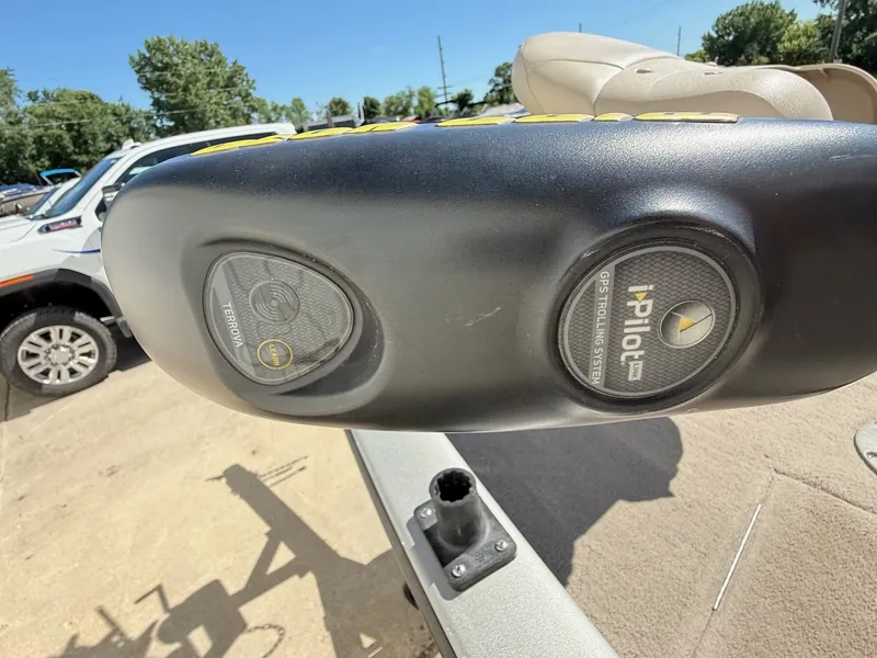 Slide: The Image of 2005 Bass Tracker PGV16 with iPilot GPS trolling system, Terrova motor, outdoor setting. - 10