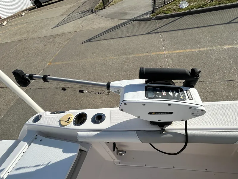 Slide: The Image of Fishing rod holder on a 2013 Everglades 230 Dual Console boat deck. - 16