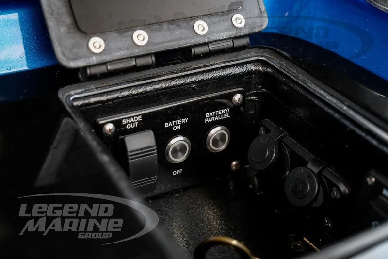 Slide: The Image of Control panel of 2023 Statement 350 Open boat with battery switches. - 25