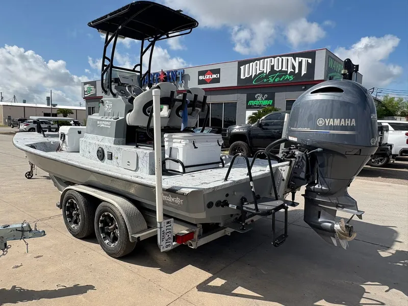 Slide: The Image of 2014 Shoalwater 21 Catamaran with Yamaha outboard, parked at Waypoint Customs. - 5