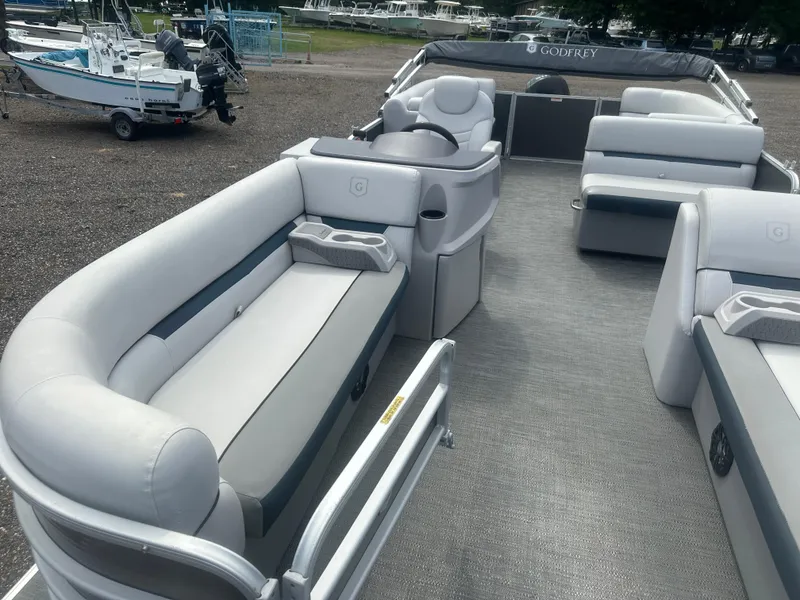 Slide: The Image of 2022 Godfrey SWEETWATER 2286 SB pontoon boat with spacious seating and modern design. - 10