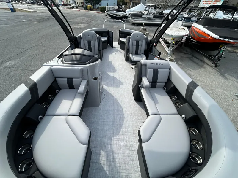 Slide: The Image of 2025 Berkshire 22RFX ARCH CTS 2.75 pontoon boat with luxurious seating and modern design. - 8