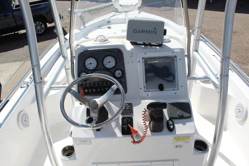 Slide: The Image of 2015 Tidewater Bay Max 2100 boat console with Garmin navigation system. - 16