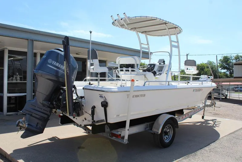 Slide: The Image of 2015 Tidewater Bay Max 2100 boat with Yamaha engine on trailer. - 4