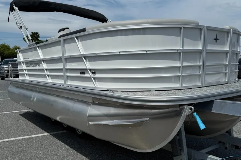 Slide: The Image of 2025 Berkshire 20CL LE 2.75 pontoon boat on trailer, side view. - 5