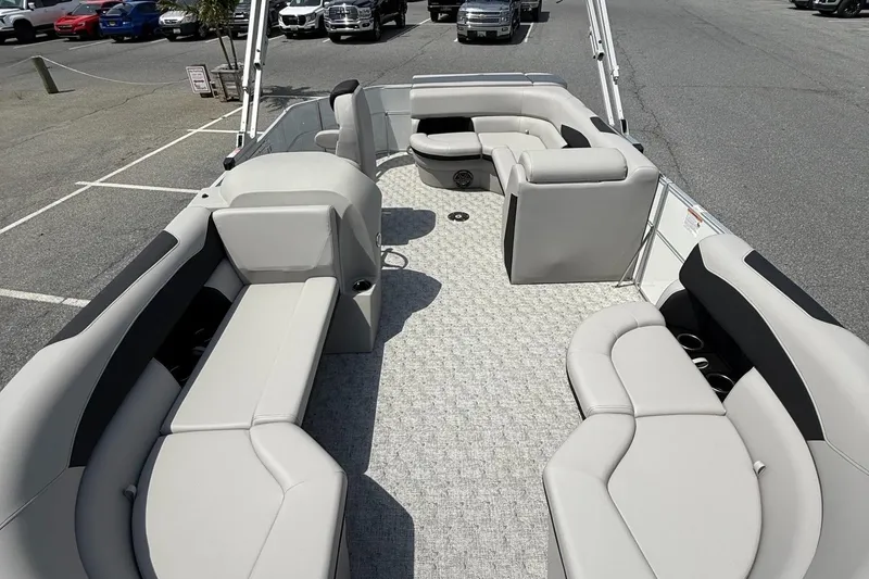 Slide: The Image of 2025 Berkshire 20CL LE 2.75 pontoon boat interior with spacious seating and modern design. - 8