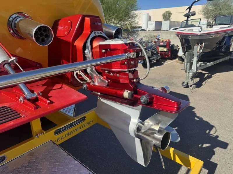 Slide: The Image of Close-up of a 2006 Eliminator 33 Daytona boat engine and propeller. - 28